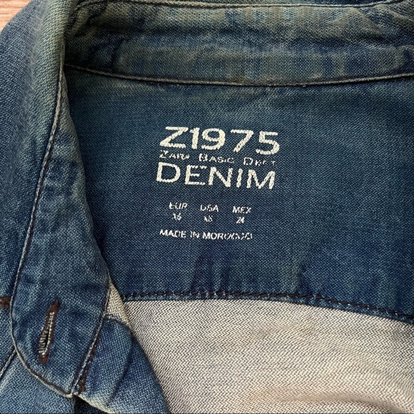 Zara Blue Jean button-up Shirt/Jacket. Women’s size US XS - Picture 7 of 9